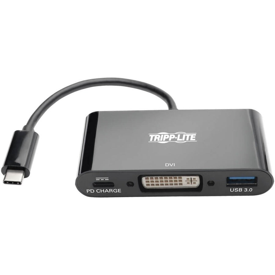 Tripp Lite USB C to DVI Adapter USB Hub & PD Charging, Thunderbolt 3 Compatible, USB Type C to DVI, USB-C, USB Type-C 6in