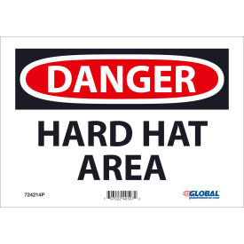 Global Industrial™ Danger Hard Hat Area 7x10 Pressure Sensitive Vinyl