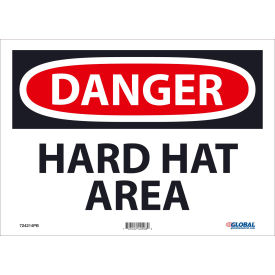 Global Industrial™ Danger Hard Hat Area 10x14 Pressure Sensitive Vinyl