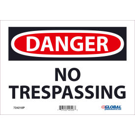 Global Industrial™ Danger No Trespassing 7x10 Pressure Sensitive Vinyl