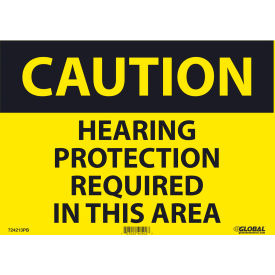 Global Industrial™ Caution Hearing Protection Required 10x14 Pressure Sensitive Vinyl