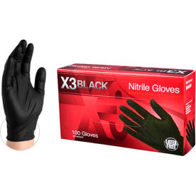 Ammex® BX34 Powder-Free Industrial Grade Nitrile Gloves Black 3 MIL X-Large 100/Box