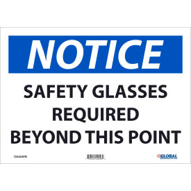 Global Industrial™ Notice Safety Glasses Required 10x14 Pressure Sensitive Vinyl