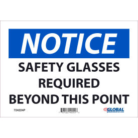 Global Industrial™ Notice Safety Glasses Required 7x10 Pressure Sensitive Vinyl