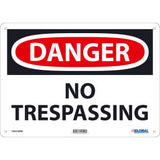 Global Industrial™ Danger No Trespassing 10x14 Rigid Plastic
