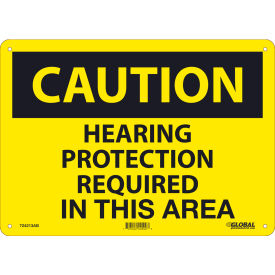 Global Industrial™ Caution Hearing Protection Required In This Area 10x14 Aluminum