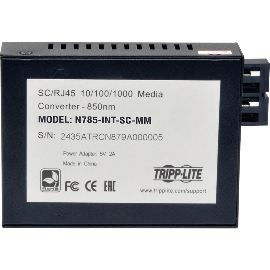 Tripp Lite Gigabit Multimode Fiber to Ethernet Media Converter, 10/100/1000 SC, International Power Supply, 850 nm, 550M (1804.46 ft.)