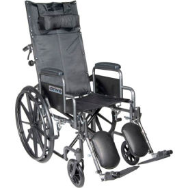 20" Silver Sport Full-Reclining Wheelchair, Detachable Desk Arms, Elevating Legrests
