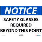 Global Industrial™ Notice Safety Glasses Required Beyond This Point 10x14 Rigid Plastic