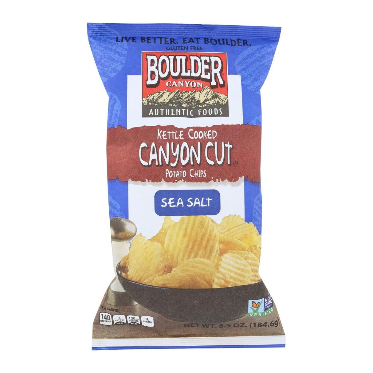 Boulder Canyon - Kettle Cooked Canyon Cut Potato Chips -natural - Case Of 12 - 6.5 Oz