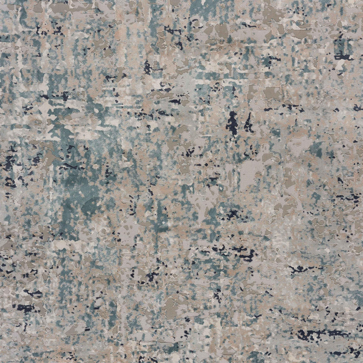 10' X 13' Gray Blue Taupe And Cream Abstract Distressed Stain Resistant Area Rug
