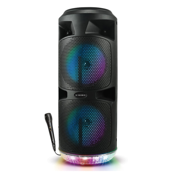 ABX-285R Dual-8-In. 1,200-Watt Bluetooth(R) Rechargeable Speaker with 360deg Lights and Microphone