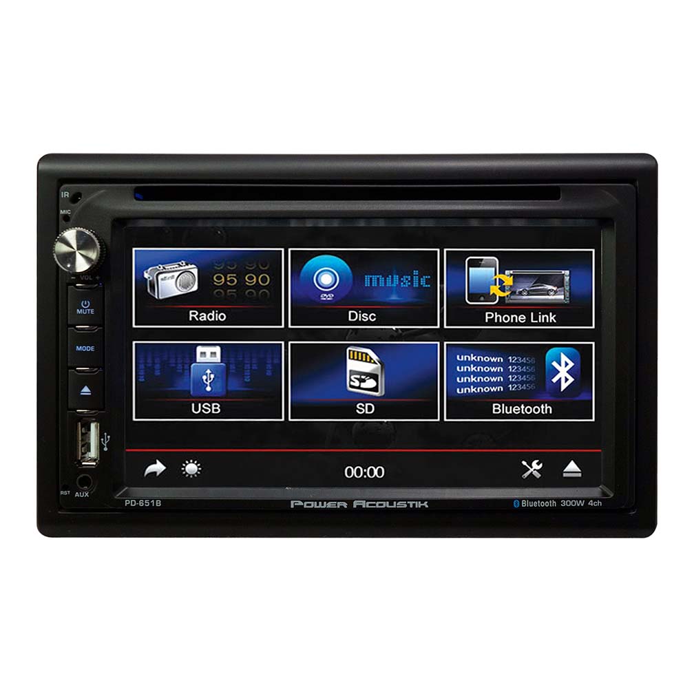 Power Acoustik Double Din Am-fm-dvd-bt 6.5"