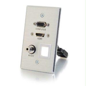 C2g Hdmi, Vga, 3.5mm Audio Pass Through Single Gang Wall Plate With One Keystone - A