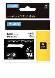 Dymo Rhino 1-2in X 18ft, Clear Permanent Poly Lables