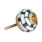 1.5" X 1.5" X 1.5" White Teal And Gold  Knobs 12 Pack