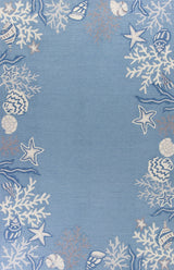 1' x 2' Polyester Sea Blue Area Rug