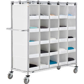 Nexel® Stock Picking Truck, Single Sided, 25 Cells, 60"L x 24"W x 69"H, White