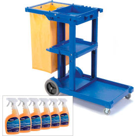 Global Industrial™ Janitor Cart Blue with Citrus Cleaner Degreaser Case