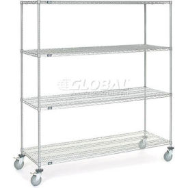 Nexel® Chrome ESD Wire Shelf Truck w/4 Shelves, 72"L x 30"W x 80"H