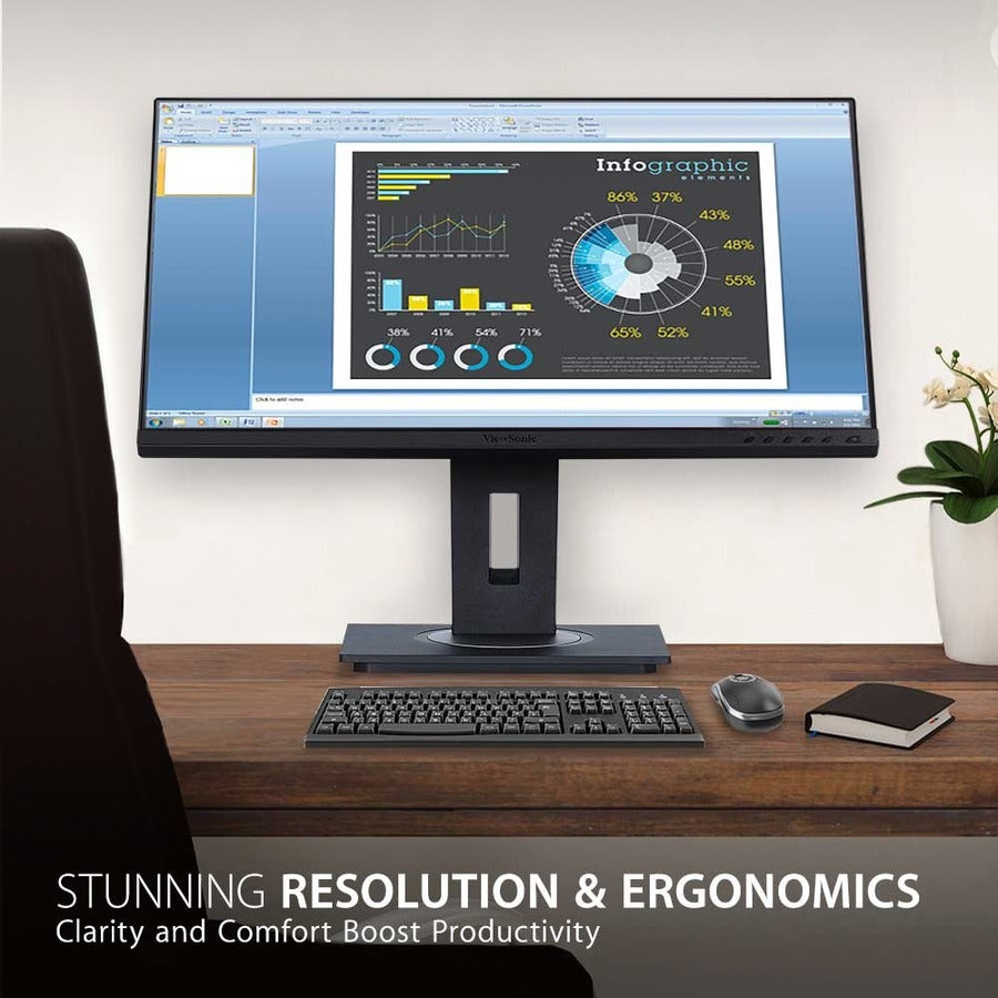 ViewSonic VG2755-2K 24 Inch IPS 1440p Monitor with USB C 3.1, HDMI, DisplayPort and 40 Degree Tilt Ergonomics for Home and Office