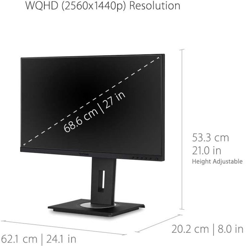 ViewSonic VG2755-2K 24 Inch IPS 1440p Monitor with USB C 3.1, HDMI, DisplayPort and 40 Degree Tilt Ergonomics for Home and Office