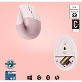 Logitech Lift Vertical Ergonomic Mouse (Rose)