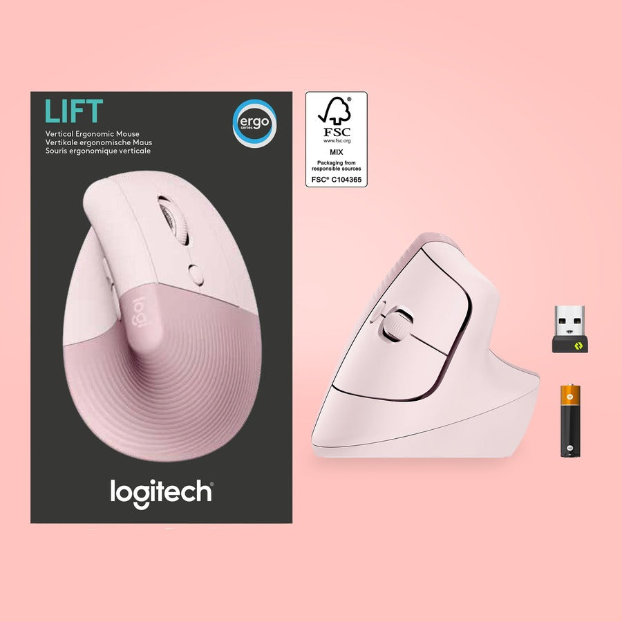 Logitech Lift Vertical Ergonomic Mouse (Rose)