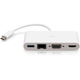 C2G USB C to HDMI, VGA, USB A & RJ45 Adapter - 4K 30Hz - White