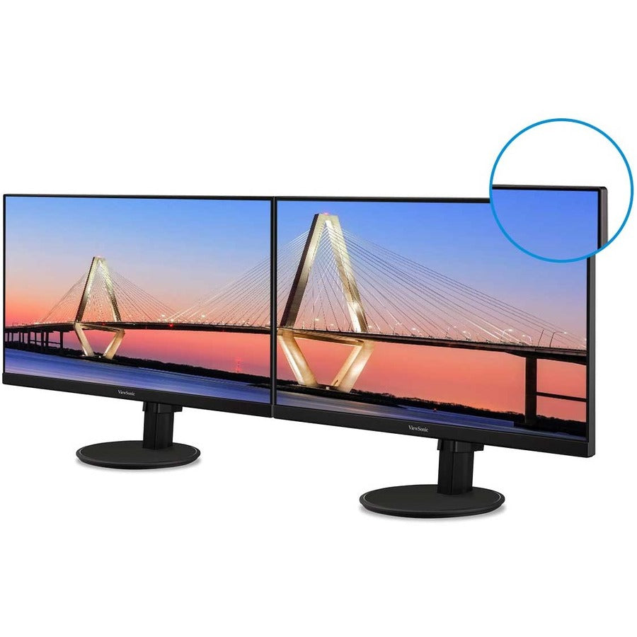 ViewSonic VA2447-MHJ 24 Inch Full HD 1080p Monitor with Advanced Ergonomics, Ultra-Thin Bezel, AMD FreeSync, 75Hz, Eye Care, and HDMI, VGA Inputs for Home and Office