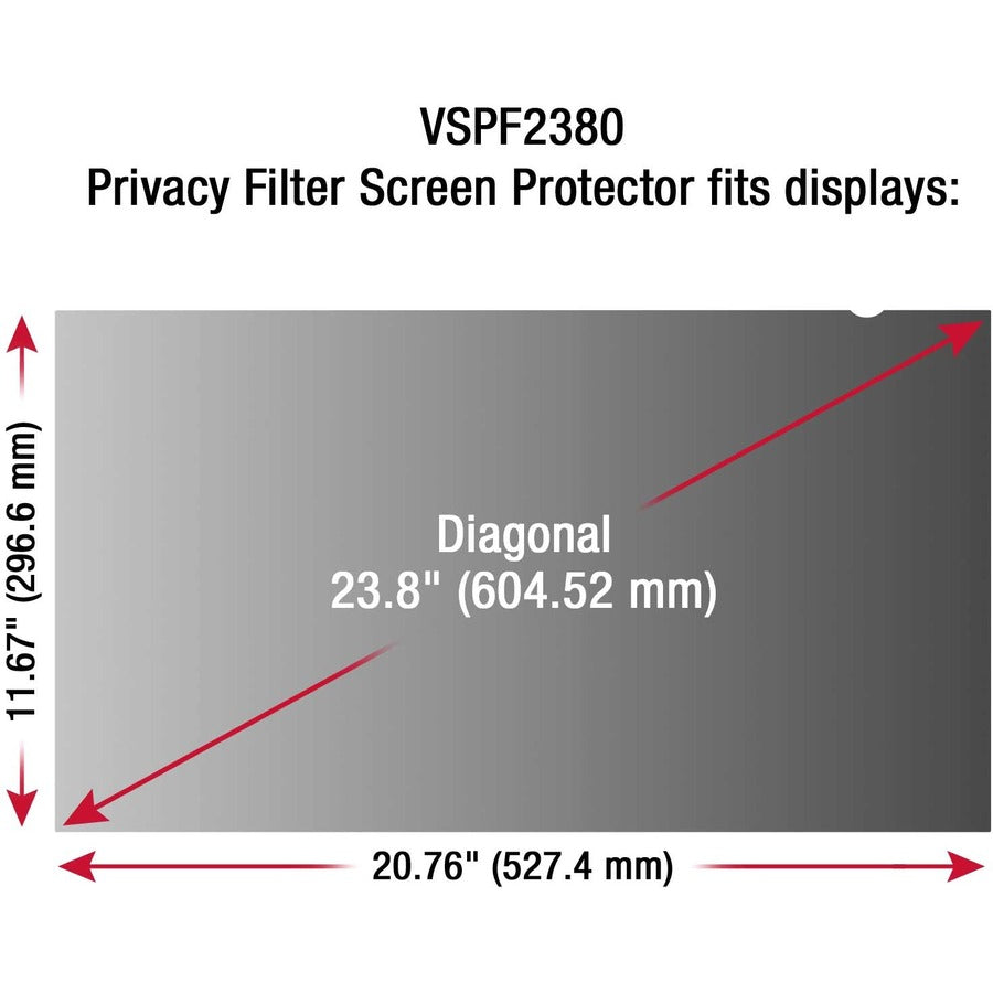 ViewSonic VP-PF-3400 - Privacy Filter Screen Protector Clear, Black