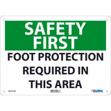 Global Industrial™ Safety First Foot Protection Required In This Area 10x14 Aluminum