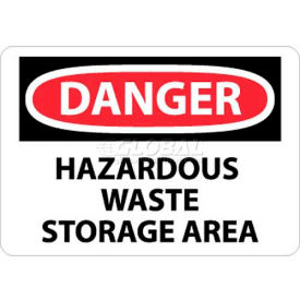 NMC D285P OSHA Sign, Danger Hazardous Waste Storage Area, 7" X 10", White/Red/Black