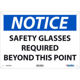 Global Industrial™ Notice Safety Glasses Required Beyond This Point 10x14 Rigid Plastic