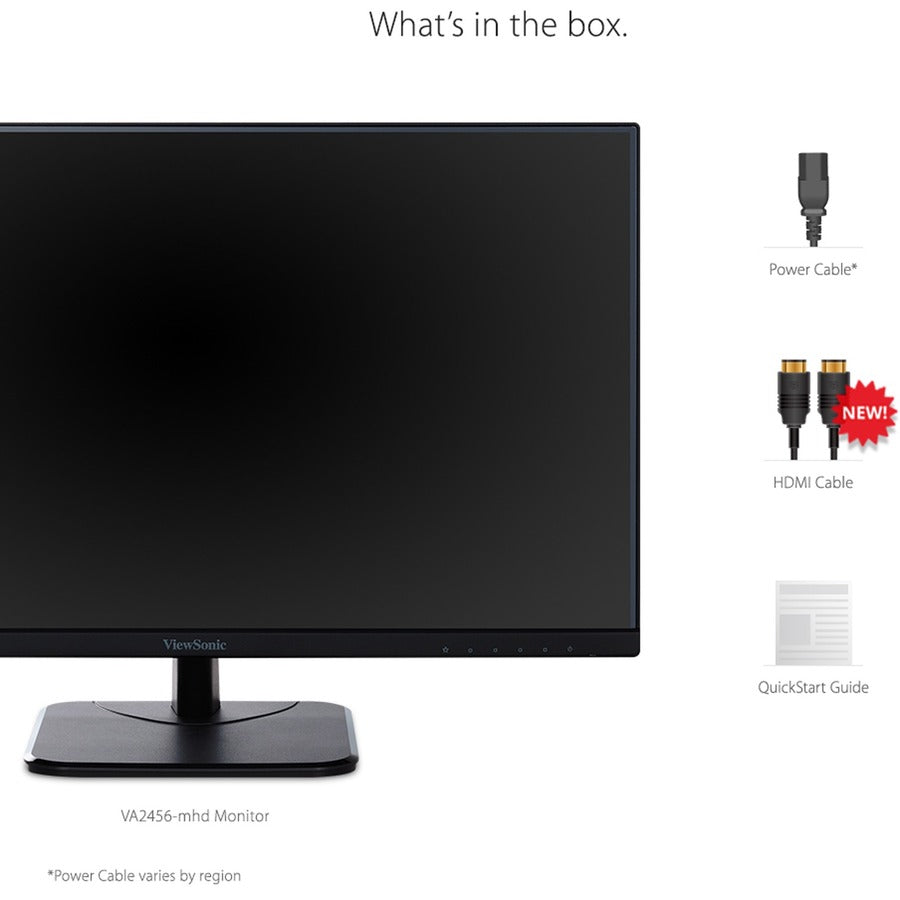 ViewSonic VA2456-MHD 24 Inch IPS 1080p Monitor with Ultra-Thin Bezels, HDMI, DisplayPort and VGA Inputs for Home and Office