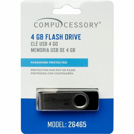 Compucessory 26465 Password Protected USB 2.0 Flash Drive, 4 GB, Black