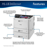 Brother Business Color Laser Printer HL-L8360CDWT - Wireless Networking - Dual Trays