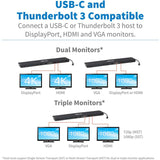 Tripp Lite USB-C Dock Triple Display 4K HDMI & DP VGA USB 3.2 Gen 1 USB-A/C Hub GbE 100W PD Charging