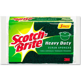 Scotch-Brite™ MMMHD3 Heavy-Duty Scrub Sponge4 1/2 x 2 7/10 x 6/10" Green/Yellow3/Pack