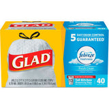 Glad® OdorShield Tall Kitchen Drawstring Trash Bags - White 13 Gal 0.95 Mil 240/Cs - 78361