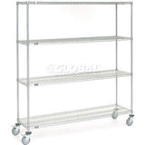 Nexel® 4 Shelf Truck, Chrome, 72"W x 18"D x 80"H, Polyurethane Swivel Casters