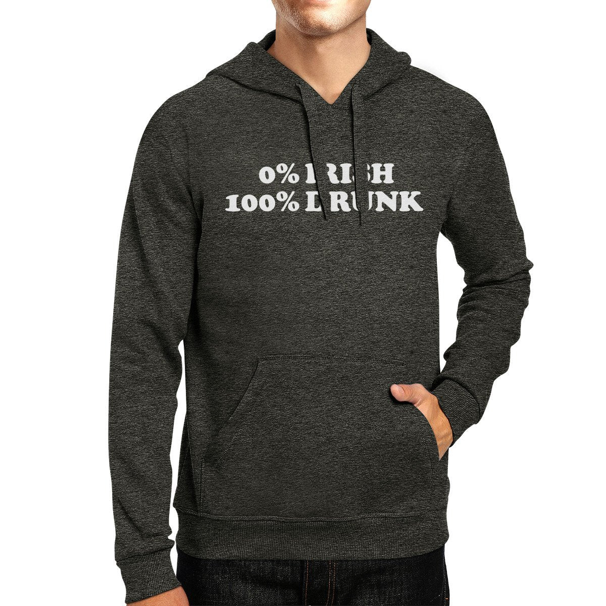 0% Irish 100% Drunk Dark Grey Funny Graphic HoodieGifts For Him