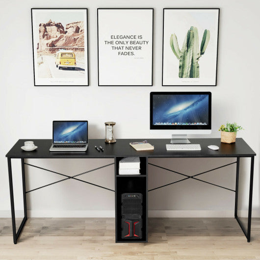 79 Inches Multifunctional Office Desk for 2 Person with Storage-Black