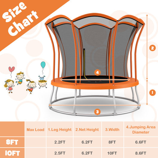 10 Feet Unique Flower Shape Trampoline with Galvanized Steel Frame-Orange