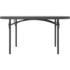 ZOWN Classic 60" Round Commercial Blow Mold Folding Table, Gray