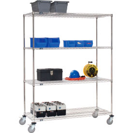 Nexel® 4 Shelf Truck, Stainless Steel, 72"Wx18"Dx69"H, Polyurethane Swivel Casters, 2 Brakes