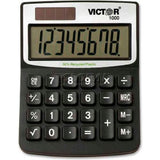 Victor® 8-Digit Mini-Desktop Calculator 1000 Dual Power 3-1/4" X 4-1/4" X 1/2" Black