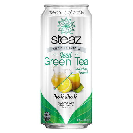 Steaz Zero Calorie Green Tea - Half And Half - Case Of 12 - 16 Fl Oz.