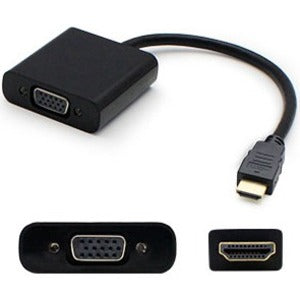 AddOn 8in Lenovo 701943-001 Compatible HDMI Male to VGA Female Black Active Adapter Cable with Micro USB Ports