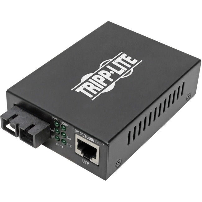 Tripp Lite SC Singlemode Fiber to Gbe Media Converter POE+ 10/100/1000 20KM